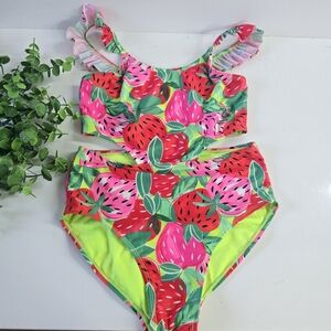 Cat & Jack :: Strawberry Print Big Girl One Piecr Swimsuit